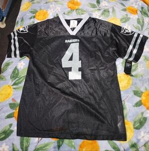 NWT NFL Team Apparel Black Raiders Jersey with Silver Accents Youth Size XL
